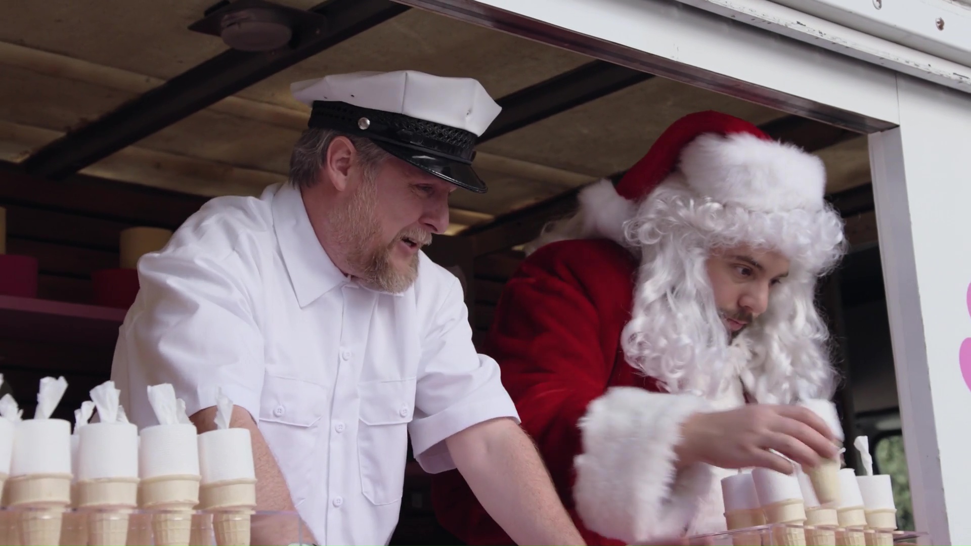 Ho, ho, ho, indeed. Here he is, dear old Santa Clogs, handing out treats to the recently inconvenienced.